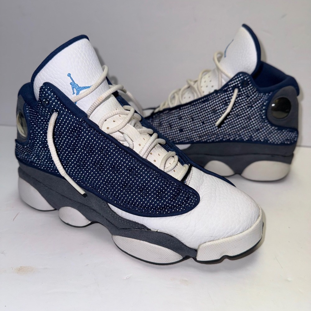 Jordan 13 Retro Kids Size 4.5Y Navy White Flint Grey 884129-404